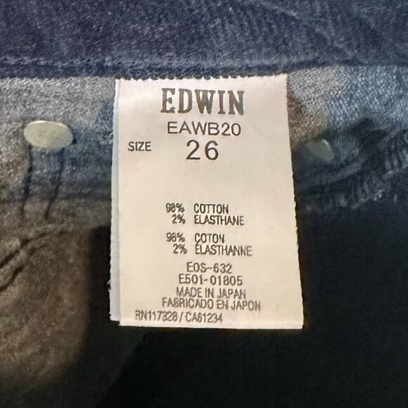 EDWIN Janet Cigarette Navy Corduroy Pant - Size: 26 - Picture 5 of 7